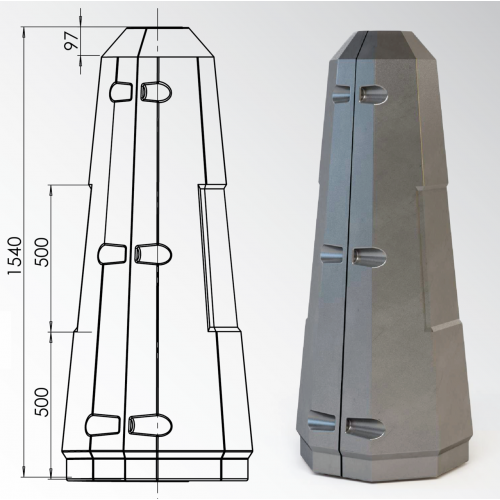 Цоколь восьмигранный стеклопластиковый А1 380х1540 мм в Челябинске

